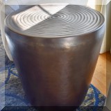 F31. Pair of round metal side tables. 23'h x 20”w 